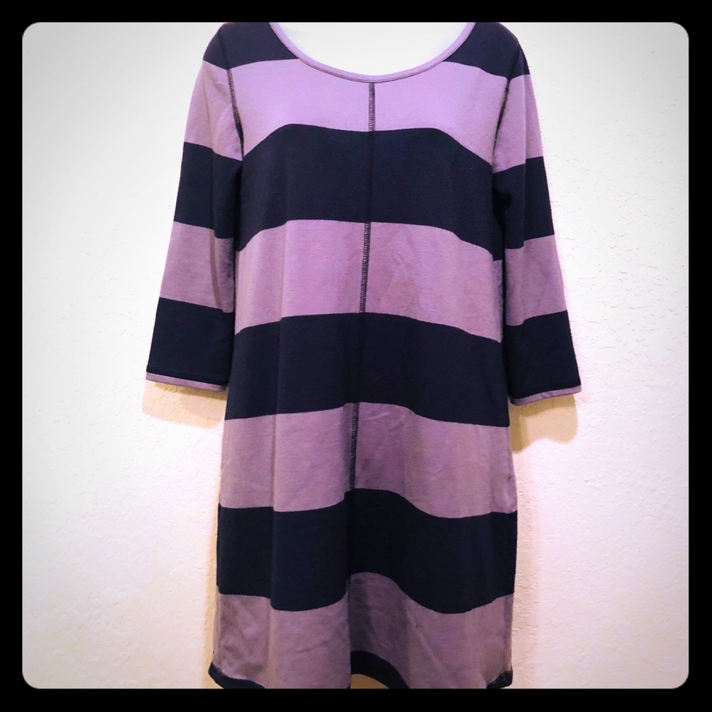 {Jessica Simpson} 90s  grey/black stripe 3/4 dress